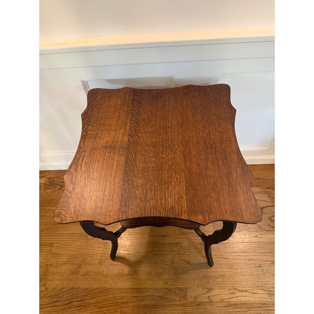 Mid 20th Century Mid 20th Century Oak Carved Scrollwork Occasional Table With Scalloped Top For Sale - Image 5 of 6