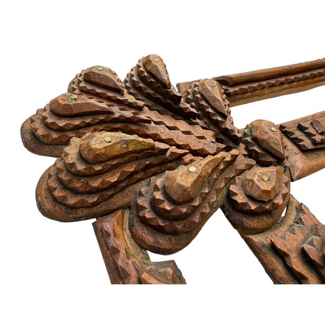 Wood Great Depression Era Tramp Art Frame For Sale - Image 7 of 13