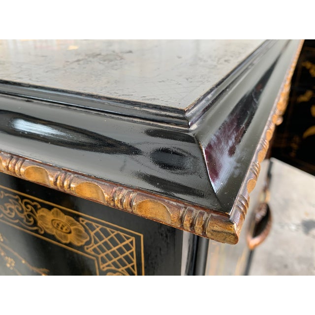 20th Black Lacquer and Hand Painted Open Altar Table or Sideboard For Sale In Miami - Image 6 of 13