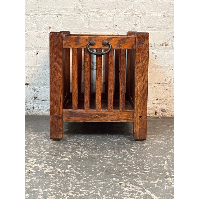 Mission Mid 20th Century Craftsman Style Mission Oak Magazine Holder For Sale - Image 3 of 11