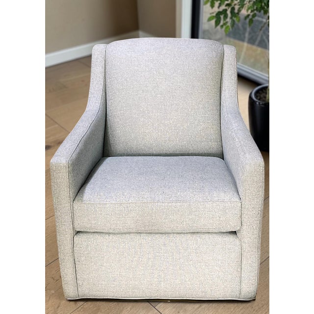 C. R. Laine Kendrick Swivel Chair 545-05sw in Thibaut Everly Spa Blue For Sale - Image 9 of 18