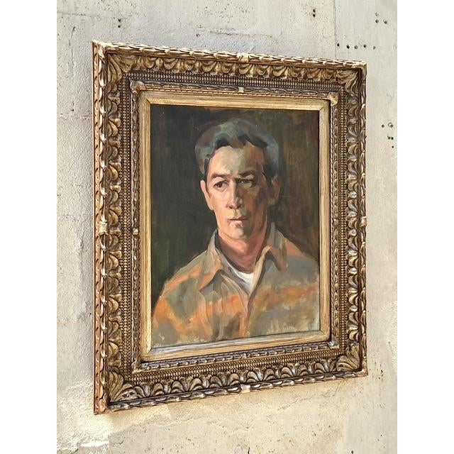 Vintage Boho Framed Original Portrait on Canvas For Sale In West Palm - Image 6 of 9