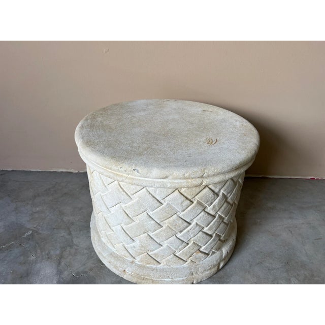 Vintage Woven Pattern Plaster Side / Coffee Table Base For Sale - Image 4 of 12