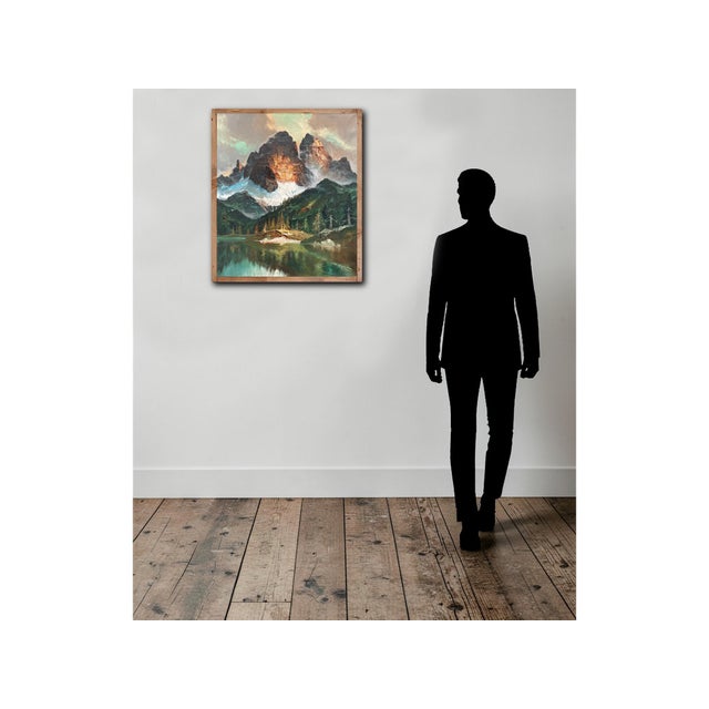 Antique Painting of the Tre Cime di Lavaredo, Arno Lemke Antique Dolomites painting executed in oil on canvas, depicting...
