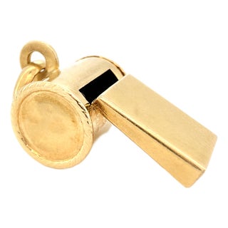 Vintage 18k Yellow Gold Whistle Charm, Pendant For Sale