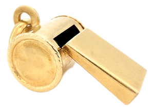 Vintage 18k Yellow Gold Whistle Charm, Pendant