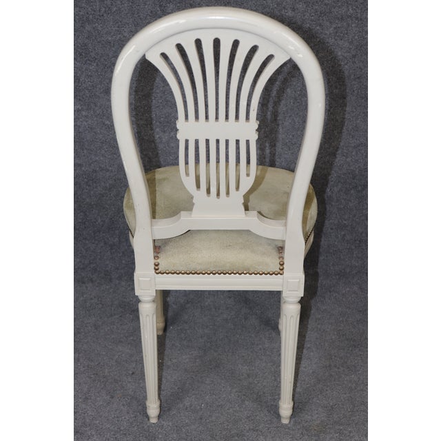 French 8 White Painted Suede French Louis XVI Style Balloon Chairs by Maison Jansen For Sale - Image 3 of 10