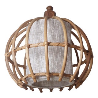 Large Bamboo Globe Pendant Lamp, Italy, 1970s For Sale