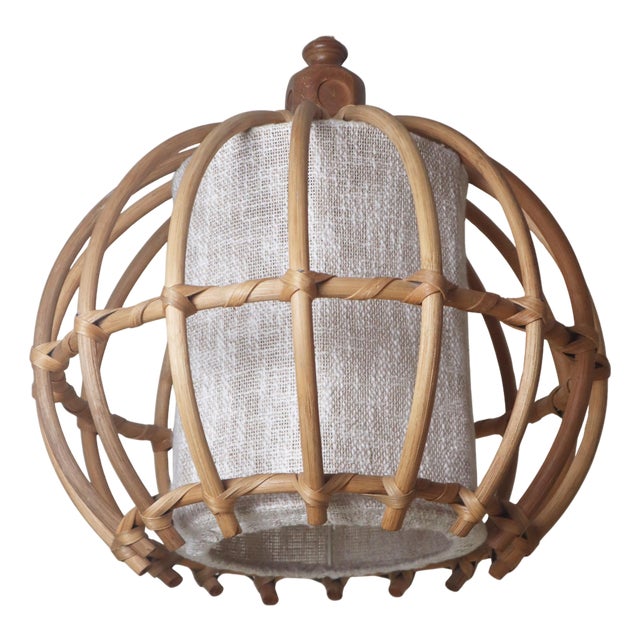 Large Bamboo Globe Pendant Lamp, Italy, 1970s For Sale