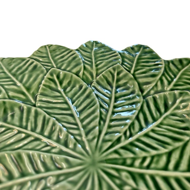 Traditional Vintage Majolica Lemon Leaf Serving Plate by Bordallo Pinheiro For Sale - Image 3 of 4