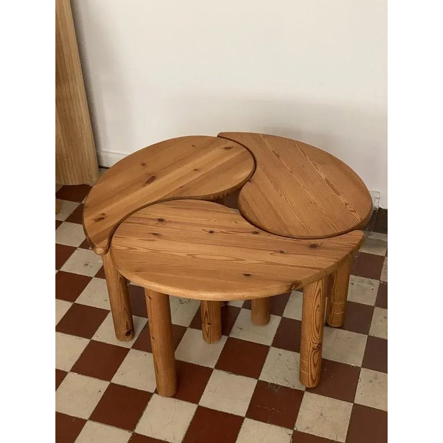 Yin Yang / Gankyil Pine Coffee Table, Set of 3 For Sale - Image 6 of 9