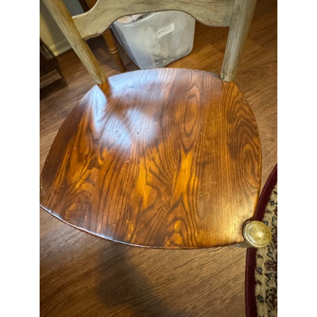 Vintage 1999 French Country Wheatback Dining Chair Solid Wood Made in Slovenia For Sale - Image 9 of 12