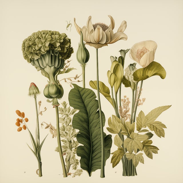 This fine art print reproduces a beautifully detailed 19th-century botanical illustration depicting an elegant arrangement...