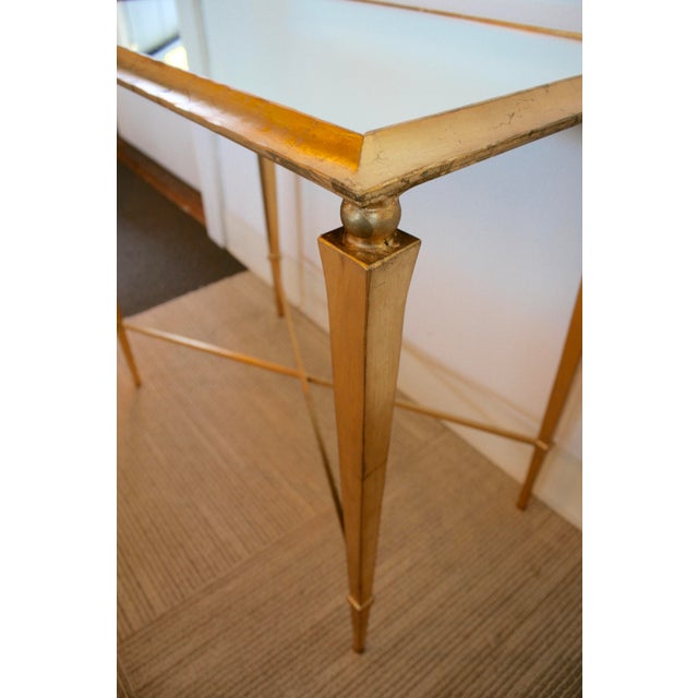 2010s Gold Leaf Mirrored Side Table For Sale - Image 5 of 8