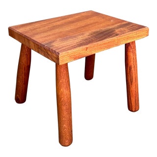 Charlotte Perriand Style Midcentury Brutalist Wood Footstool For Sale