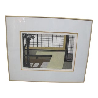 Kiyoshi Nagai Japanese Signed Limited Edition Spatial Woodblock the Window For Sale