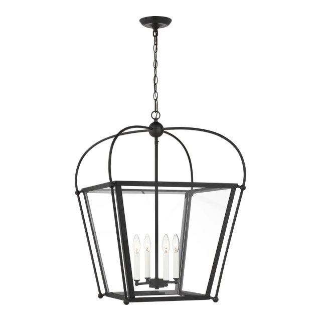 Traditional Chapman & Myers By Visual Comfort Studio Charleston 4-Light Pendant in Midnight Black For Sale - Image 3 of 4