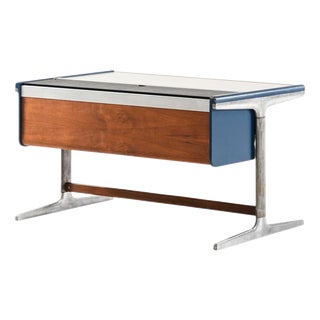 Mid-Century Desk in Aluminum, Lacquer, Laminate and Teak attributed to George Nelson, 1960s For Sale