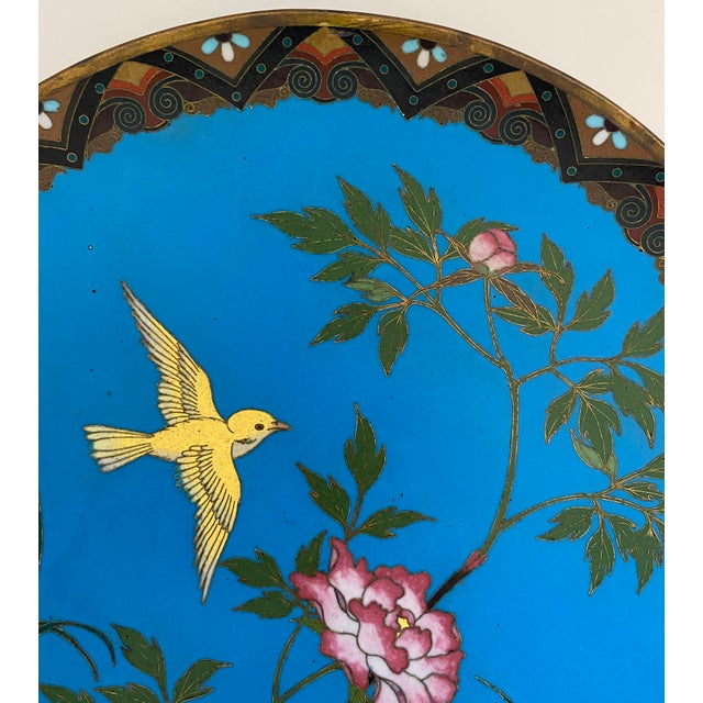 Antique Japanese Meiji Cloissoné Charger Plate For Sale - Image 9 of 11