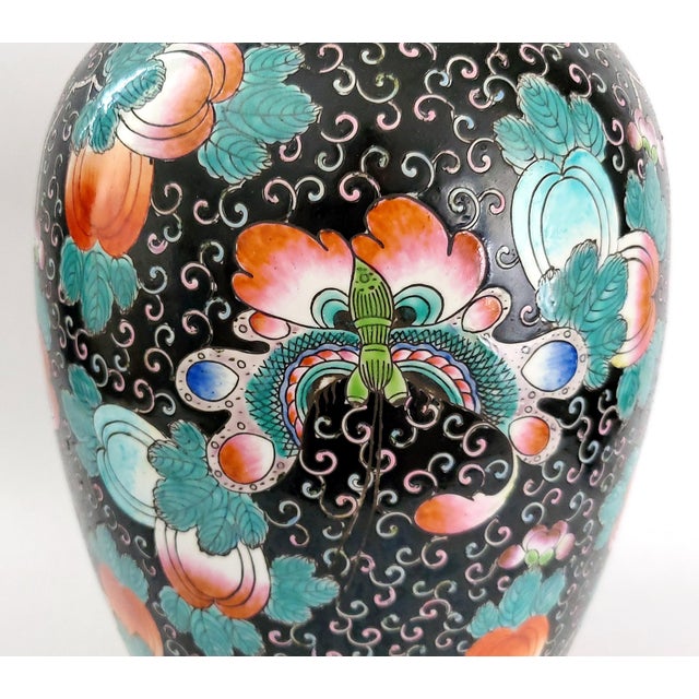 Ceramic Ginger Jar Large Butterflies For Sale - Image 7 of 9
