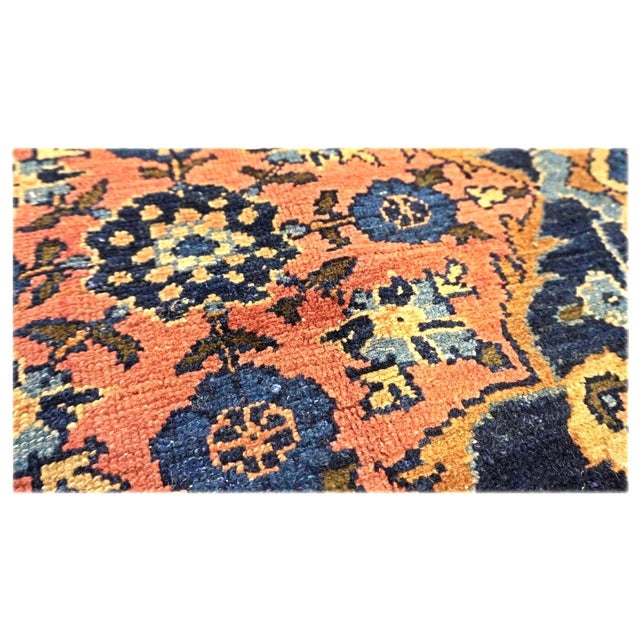 Antique Persian Lilihan Wool 11x20 Salmon, Yellow & Blue Handmade Gallery Rug #9902643 For Sale - Image 10 of 13