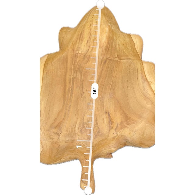 Camel Vintage Hand-Carved Solid Teak Leaf Serving Boards – Set of 5 For Sale - Image 8 of 11