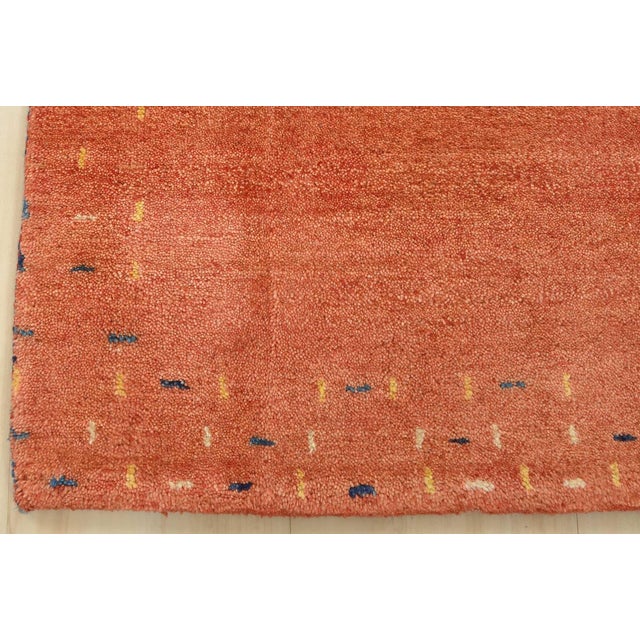 Gabbeh Rug 2’3” X 4’6” Rust Wool Contemporary Hand-Knotted Carpet For Sale - Image 10 of 13
