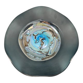 Viz Glass Ocean Dreams Large Nebula Wall Art Platter, 7001bir 20" Blue For Sale