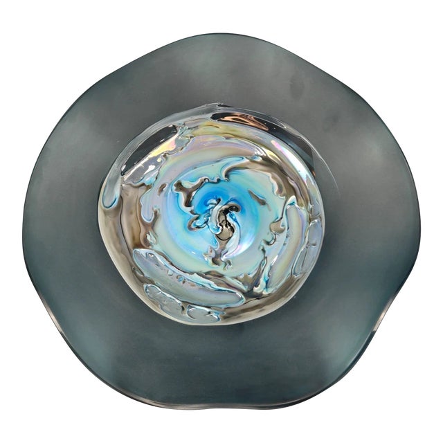 Viz Glass Ocean Dreams Large Nebula Wall Art Platter, 7001bir 20" Blue For Sale