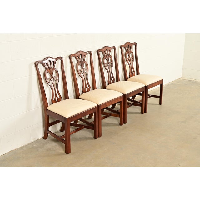 Henredon Henredon Georgian Carved Mahogany Dining Chairs, Set of Four For Sale - Image 4 of 14