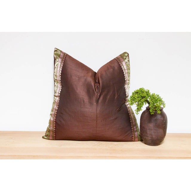 Textile Wenge Festive Silk Euro Pillow Cover For Sale - Image 7 of 7