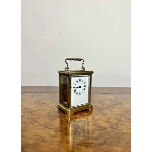 Late 19th Century Antique Victorian Brass Carriage Clock, 1890s For Sale - Image 5 of 7