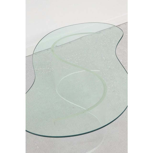 Glass Biomorphic Lucite and Glass Coffee Table For Sale - Image 7 of 9