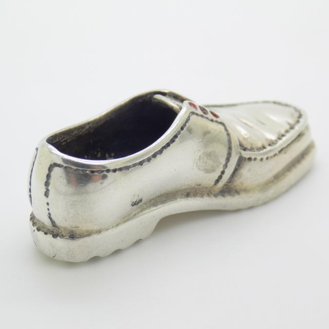 Vintage Italian Handmade Genuine Silver Men’s Shoe Dollhouse Miniature Figurine For Sale - Image 4 of 8