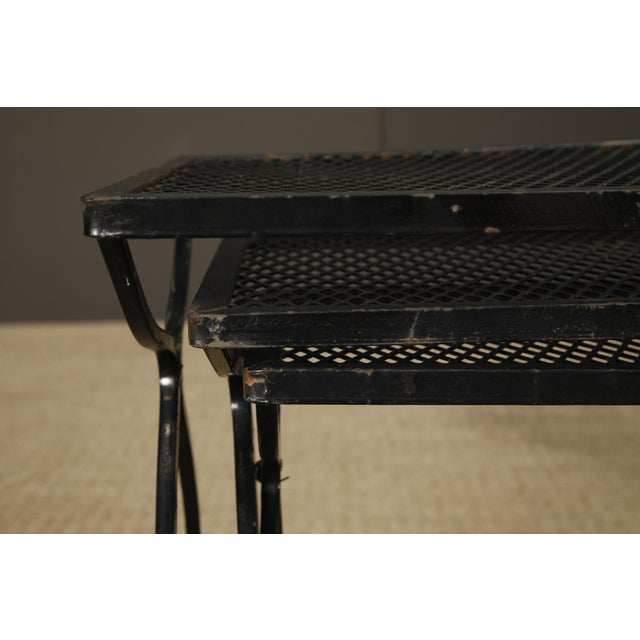 Vintage Tempestini for Salterini Style Mesh Metal Nesting Tables Set of 3, Circa Mid-Century For Sale - Image 10 of 13