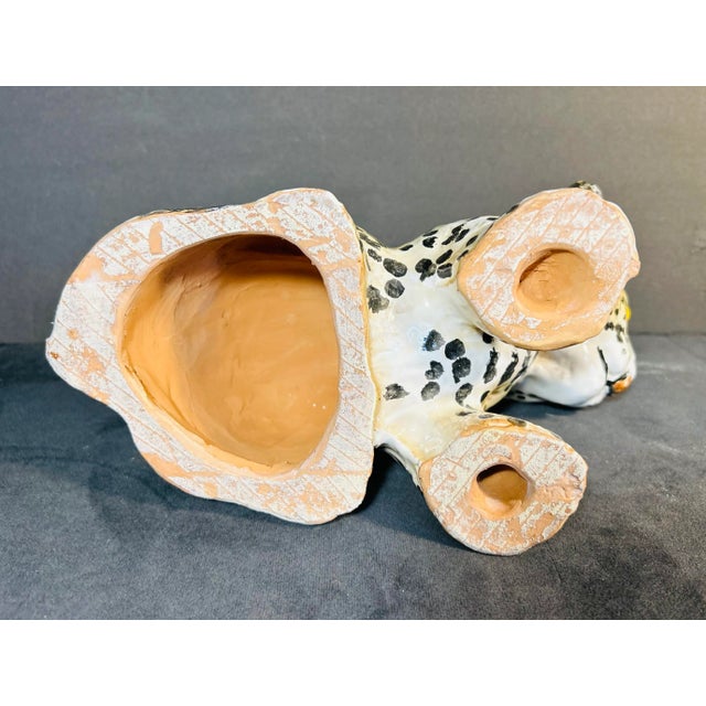 Ceramic Vintage Italian Figural Hand Painted Baby Leopard Terra Cotta Sculpture For Sale - Image 7 of 7