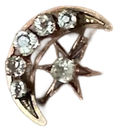 late 19th Century Victorian Celestial Moon & Star Pin/Pendant