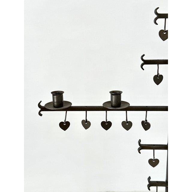 1960s Swedish Dangling Hearts Steel 4 Candle Candelabra by Gunnar Ander For Sale - Image 12 of 16