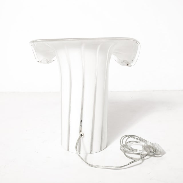 Mid-Century Hand-Blown Murano Cala Lilly Form White Uplights Signed Vetri Murano For Sale - Image 10 of 14