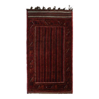Rug & Kilim’s Baluch Tribal Scatter Rug in Crimson Red With Geometric Patterns For Sale