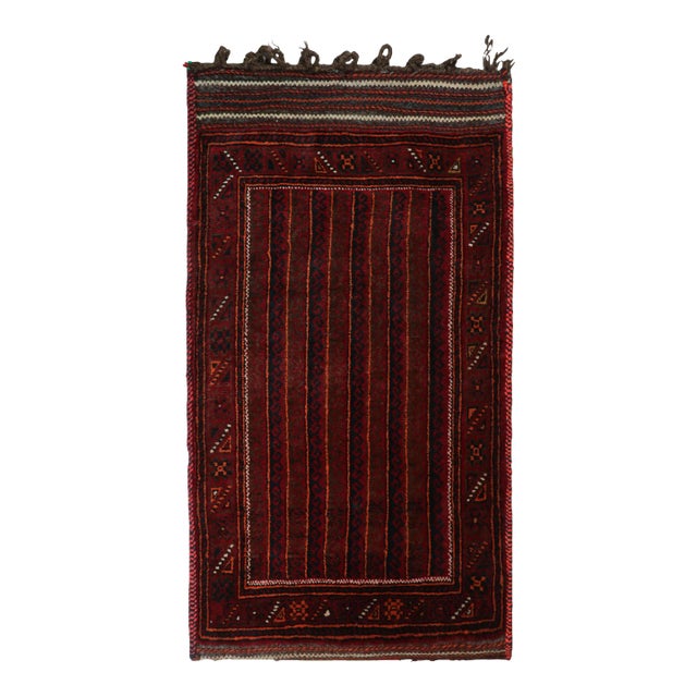 Rug & Kilim’s Baluch Tribal Scatter Rug in Crimson Red With Geometric Patterns For Sale
