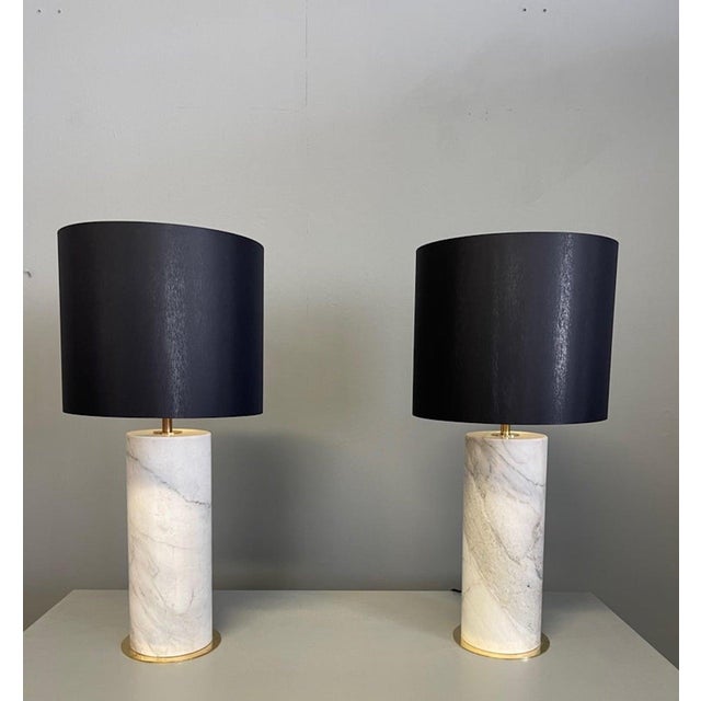 Metal Monumental Marble Table Lamps, 1960, Set of 2 For Sale - Image 7 of 11