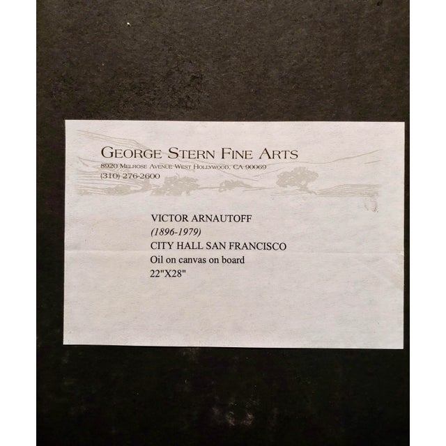 Victor Arnautoff -Woman Walking Her Dog in 1948 Downtown San Francisco-Oil Painting For Sale - Image 10 of 11