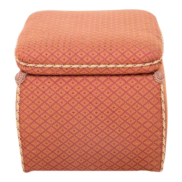Square Ottoman with Square Cushion and Gathered Rope Corners For Sale