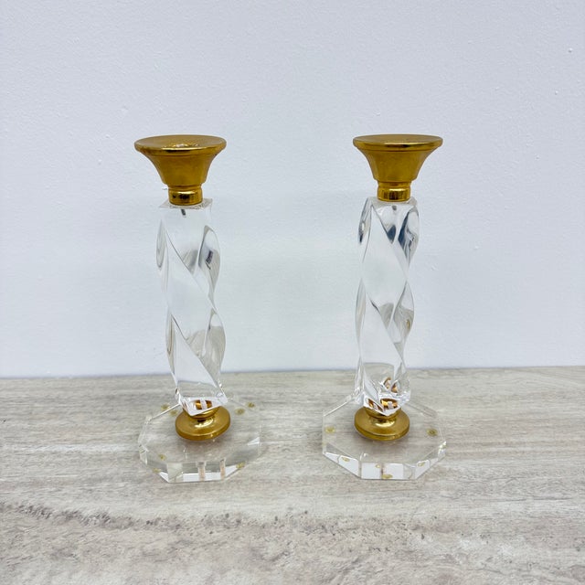 Twisted Acrylic Glass Candleholders, 1970s, Set of 2 For Sale - Image 9 of 12