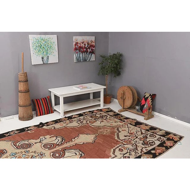 Vintage Turkish Wool Kars Kilim Rug For Sale In Los Angeles - Image 6 of 7