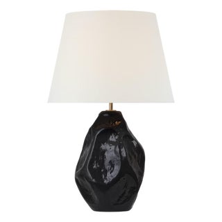 AERIN by Visual Comfort Signature Rocco 27" Table Lamp in Black with Linen Shade For Sale