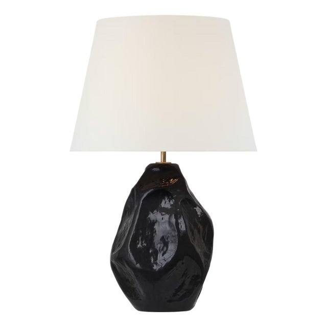 AERIN by Visual Comfort Signature Rocco 27" Table Lamp in Black with Linen Shade For Sale