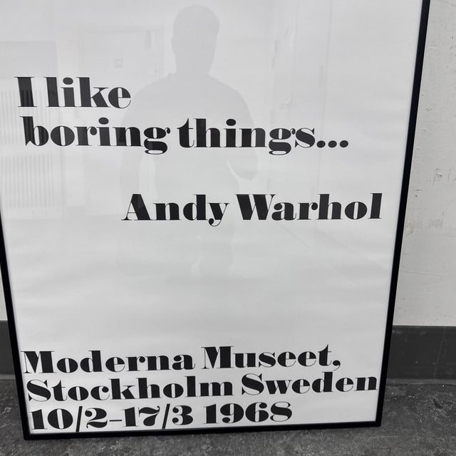 Glass Andy Warhol “I Like Boring Things” Exhibition Poster Print, Framed For Sale - Image 7 of 12