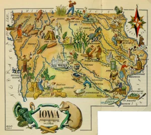 Vintage 1946 Iowa Pictorial Map